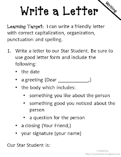 Teaching 3rd graders how to write a friendly letter